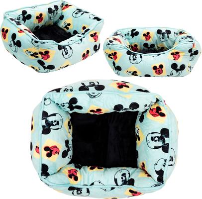 Show full view: Buckle-Down Disney Mickey Mouse Expressions Cuddler Bolster Dog Bed, Blue, Small slide 4 of 4