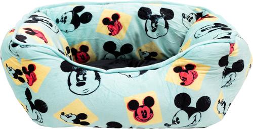 Show full view: Buckle-Down Disney Mickey Mouse Expressions Cuddler Bolster Dog Bed, Blue, Small slide 2 of 4
