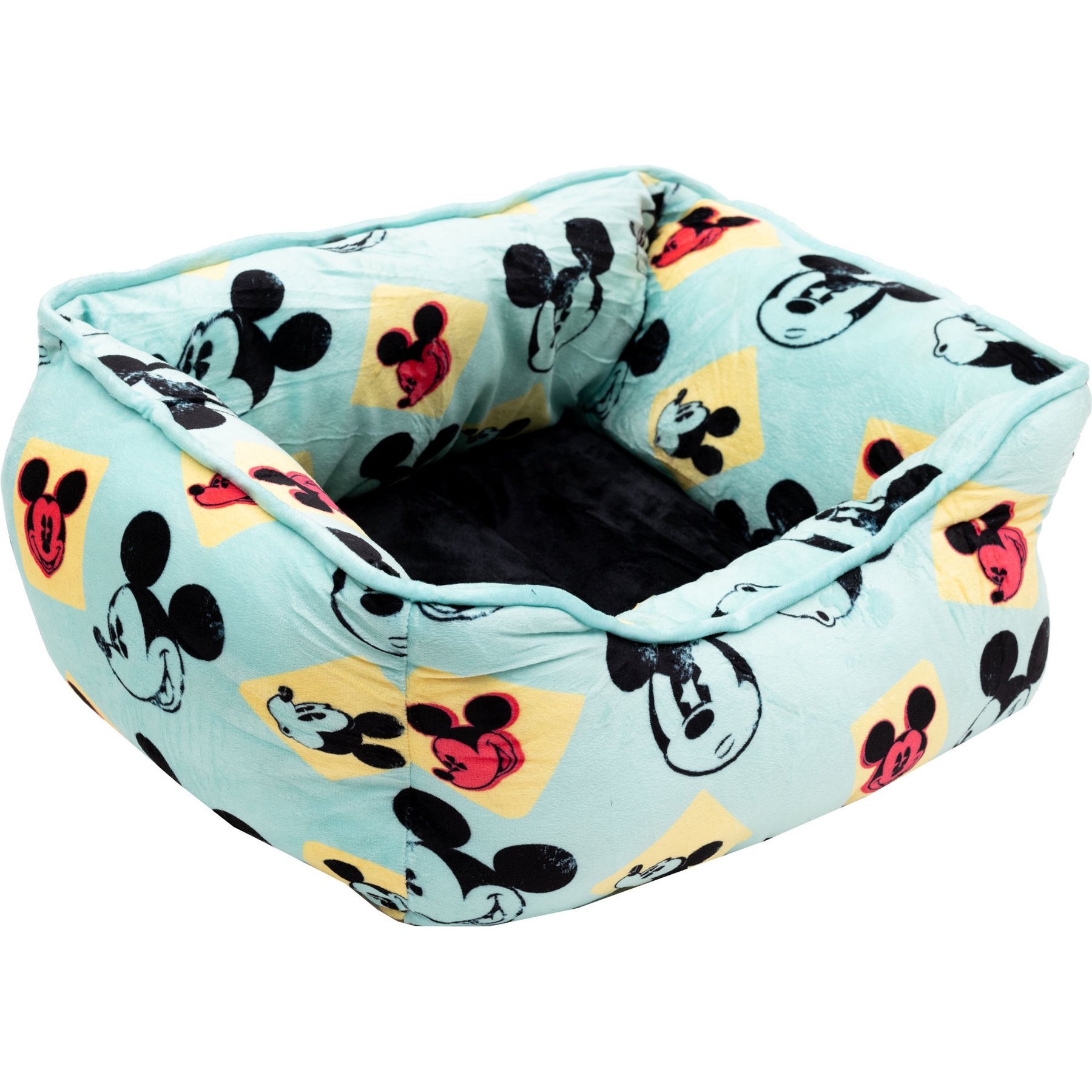 Buckle-Down Disney Mickey Mouse Expressions Cuddler Bolster Dog Bed, Blue, Small