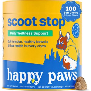 Happy Paws Stop Scoot Anal Gland Support Soft Chews Supplement for Dogs, 100 count