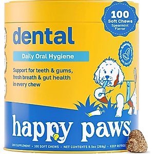 Happy Paws Dental Health Soft Chews Supplement for Dogs, 100 count