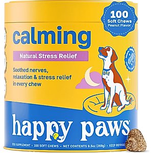 Happy Paws Calming Soft Chews Supplement for Dogs, 100 count
