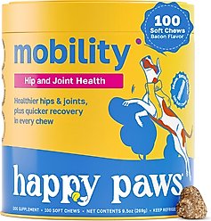 Happy Paws Hip & Joint Soft Chews Supplement for Dogs, 100 count