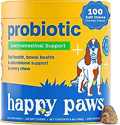 Happy Paws Probiotic Soft Chews Supplement for Dogs, 100 count