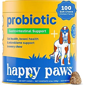 Happy Paws Probiotic Soft Chews Supplement for Dogs, 100 count