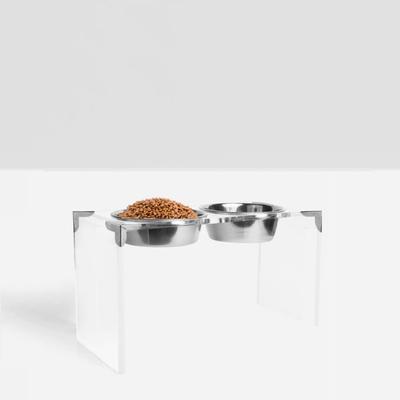 Show full view: Hiddin Clear Campaign Double Dog Bowl, Silver, Large slide 2 of 4