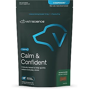 VetriScience Composure Bacon Flavored Chews Calming Supplement for Dogs, 120 count