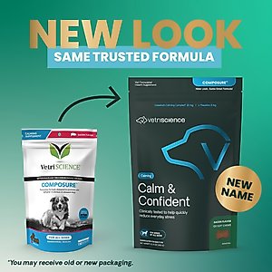 VetriScience Composure Bacon Flavored Chews Calming Supplement for Dogs, 120 count