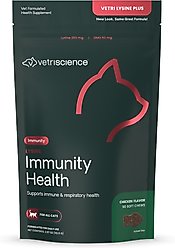 VetriScience Lysine Plus Lysine Immunity Health Chicken Flavored Chews Immune Supplement for Cats, 90 count