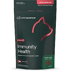 VetriScience Lysine Plus Lysine Immunity Health Chicken Flavored Chews Immune Supplement for Cats, 90 count