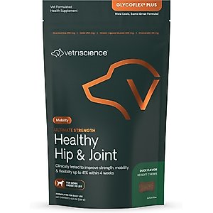 VetriScience GlycoFlex Plus Duck Flavored Soft Chews Joint Supplement for Small Dogs, 60 count