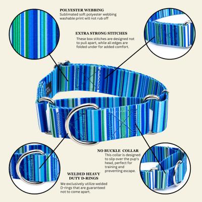 Show full view: Country Brook Petz HossFit Jr Serape Wide Martingale Dog Collar, Large, Blue slide 6 of 8