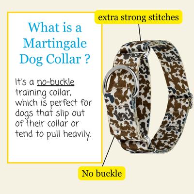 Show full view: Country Brook Petz HossFit Jr Cow Print Wide Martingale Dog Collar, Brown, X-Large: 23 to 31-in neck, 1.5-in wide slide 6 of 9