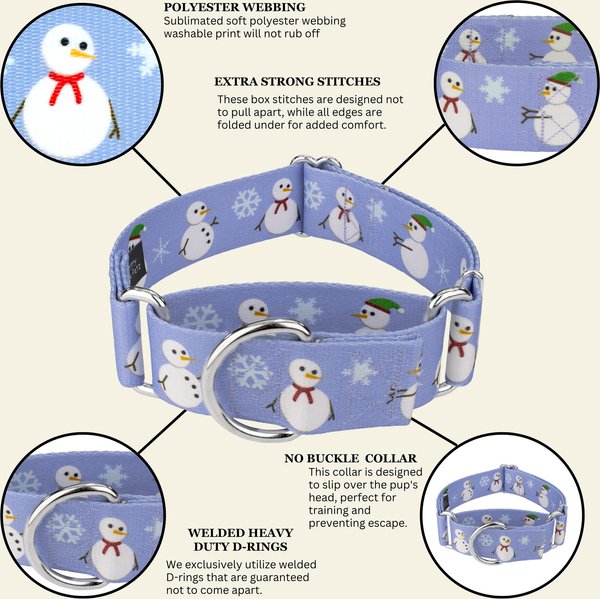 Show full view: Country Brook Petz HossFit Jr Snowman Wide Martingale Dog Collar, Purple, Large slide 9 of 9