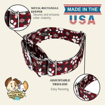 Show full view: Country Brook Petz HossFit Jr Christmas Plaid Wide Martingale Dog Collar, Red, Large: 18 to 26-in neck, 1.5-in wide slide 9 of 9