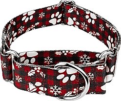 Country Brook Petz HossFit Jr Christmas Plaid Wide Martingale Dog Collar, Red, Medium: 15 to 21-in neck, 1.5-in wide