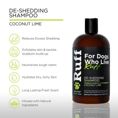 Show full view: RUFF by Lillian Ruff De-Shedding Pet Shampoo, Coconut Lime, 16-fl oz bottle slide 3 of 10