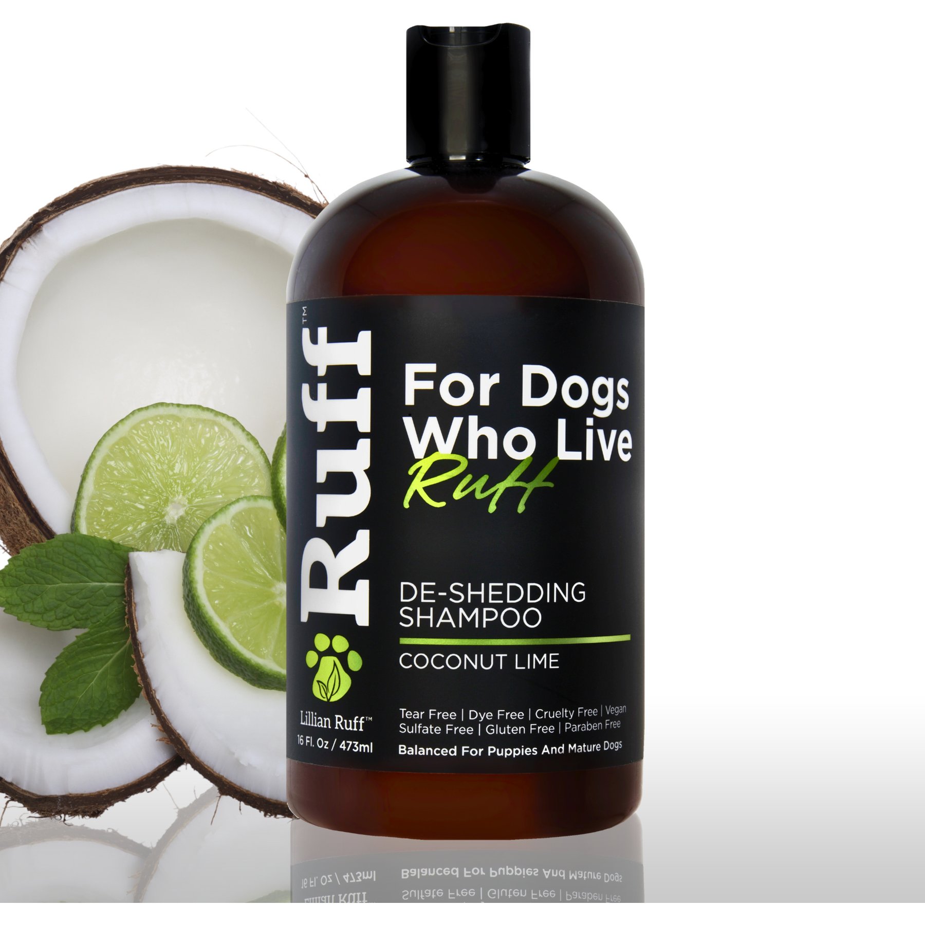 RUFF by Lillian Ruff De-Shedding Pet Shampoo, Coconut Lime, 16-fl oz bottle