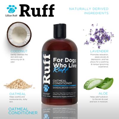 Show full view: RUFF by Lillian Ruff Oatmeal Pet Conditioner, Sandalwood Coconut, 16-fl oz bottle slide 3 of 8