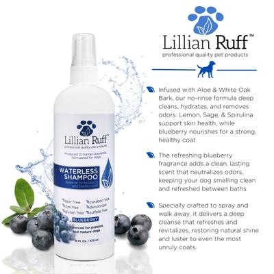 Show full view: Lillian Ruff Waterless Pet Shampoo, Blueberry, 16-oz bottle slide 4 of 6