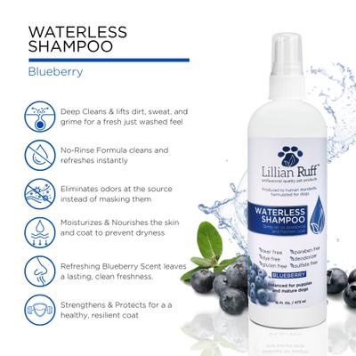 Show full view: Lillian Ruff Waterless Pet Shampoo, Blueberry, 16-oz bottle slide 2 of 6