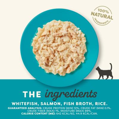 Show full view: Applaws Adult Complete Whitefish Recipe with Country Vegetables Grain-Free Dry Food, 4-lb bag + Whitefish with Salmon in Broth Wet Cat Food, 2.47-oz can, case of 24 slide 7 of 9