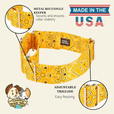 Show full view: Country Brook Petz HossFit Jr Bandana Wide Martingale Dog Collar, Yellow, Medium slide 3 of 10