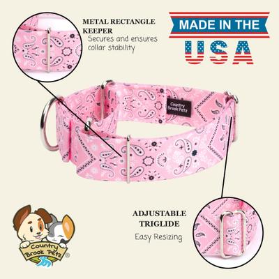Show full view: Country Brook Petz HossFit Jr Bandana Wide Martingale Dog Collar, Pink, Medium slide 2 of 9