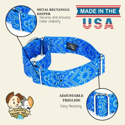 Show full view: Country Brook Petz HossFit Jr Bandana Wide Martingale Dog Collar, Blue, Medium slide 7 of 8