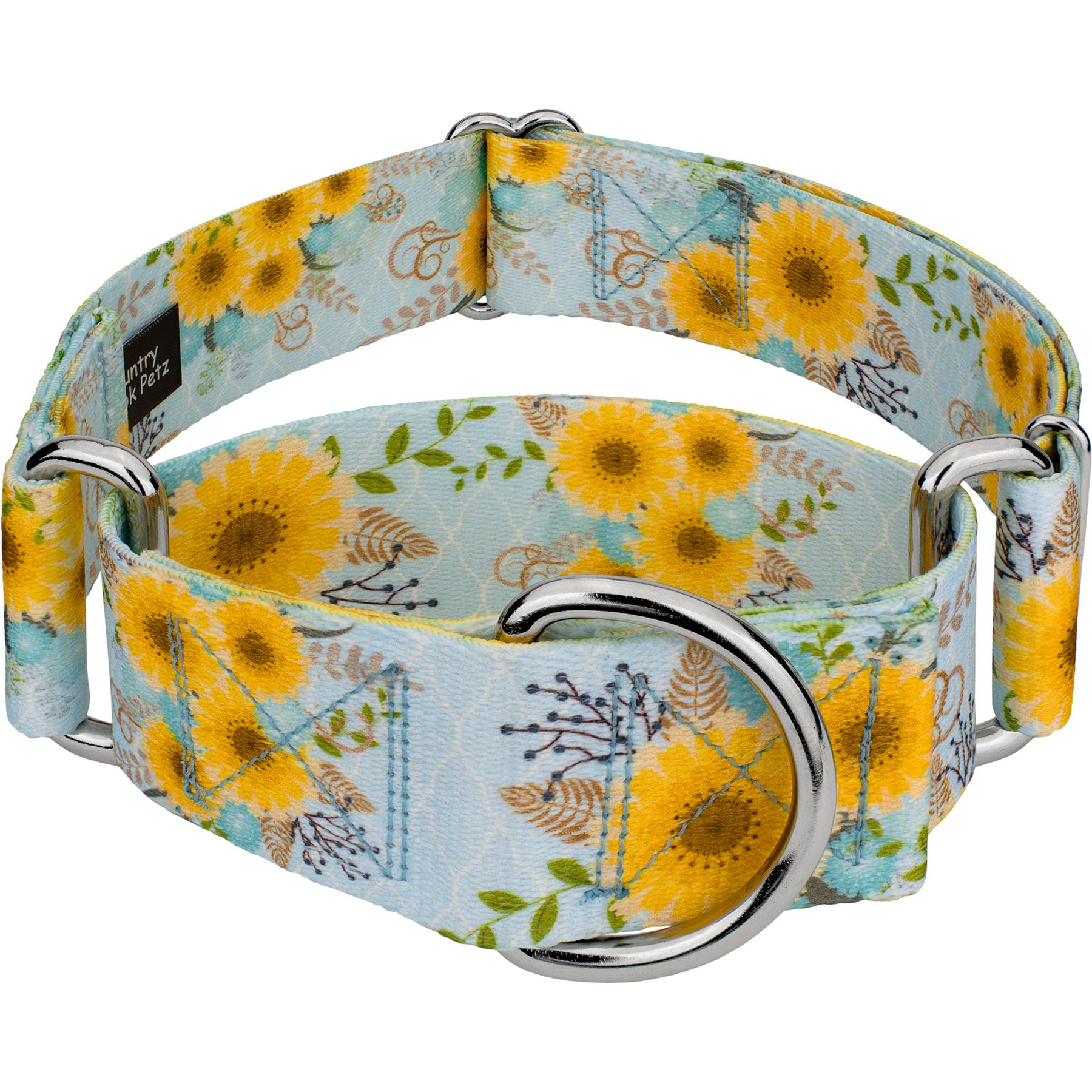 Country Brook Petz HossFit Jr Sunny Days Wide Martingale Dog Collar, Blue, Medium: 15 to 21-in neck, 1.5-in wide