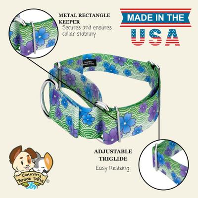 Show full view: Country Brook Petz HossFit Jr April Blossoms Wide Martingale Dog Collar, Large, Green slide 9 of 9