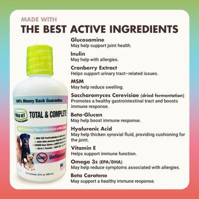 Show full view: Liquid-Vet K9 Total & Complete Unflavored Liquid Multi-Supplement for Dogs, 32-fl oz bottle slide 5 of 9