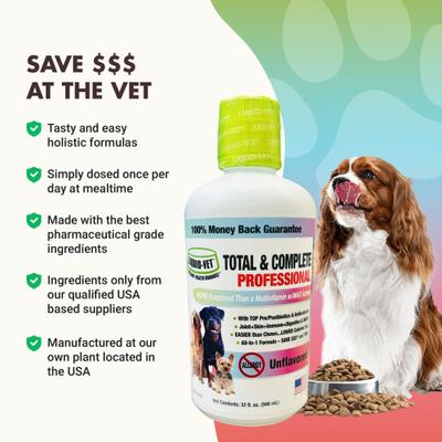 Show full view: Liquid-Vet K9 Total & Complete Unflavored Liquid Multi-Supplement for Dogs, 32-fl oz bottle slide 6 of 9