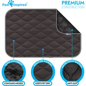 Paw Inspired Washable Padded Dog Crate Mat, Gray, 36-in