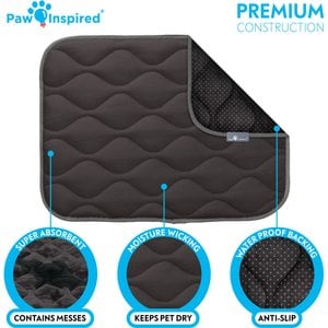 Paw Inspired Washable Padded Dog Crate Mat, Gray, 24-in