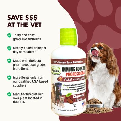 Show full view: Liquid-Vet K9 Immune Booster Chicken Flavor Liquid Supplement for Dogs, 32-fl oz bottle slide 6 of 9
