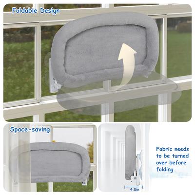 Show full view: SMONTER Foldable Cat Window Perch, Gray, Medium slide 3 of 11