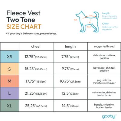 Show full view: Gooby Fleece Two Tone Dog Vest, Turquoise, Medium slide 3 of 4