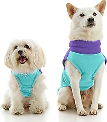 Gooby Fleece Two Tone Dog Vest, Turquoise, Medium