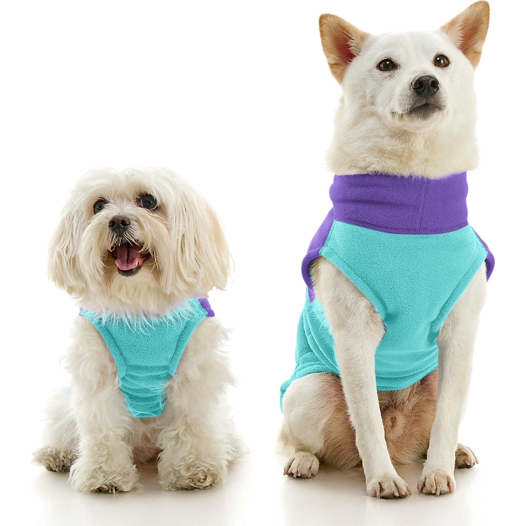 Gooby Fleece Two Tone Dog Vest, Turquoise, Medium