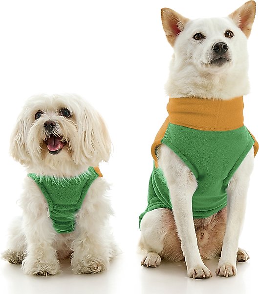 Show full view: Gooby Fleece Two Tone Dog Vest, Green, Medium slide 1 of 4