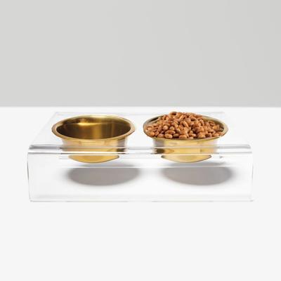Show full view: Hiddin Clear Slant Double Dog Bowl, Gold, Medium slide 3 of 8