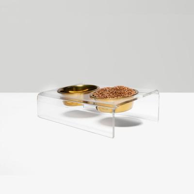 Show full view: Hiddin Clear Slant Double Dog Bowl, Gold, Medium slide 7 of 8