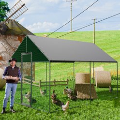 Wisfor Walk-in Metal Chicken Coop with Rustic Proof Tubes, 13.29 x 9.84 ft