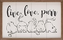 Kendrick Live Love Purr Cat Wall Décor, White, 8 x 5-in