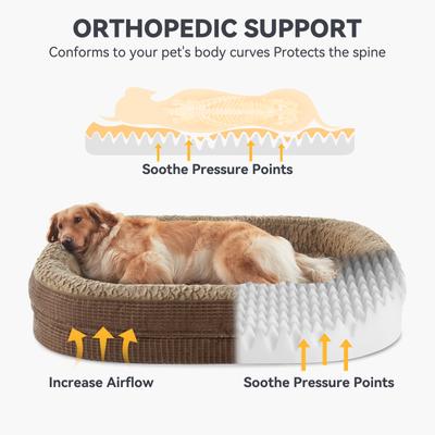 Show full view: JOEJOY Orthopedic Waterproof Dog Bed with Removable Cover, Beige, X-Large slide 3 of 10