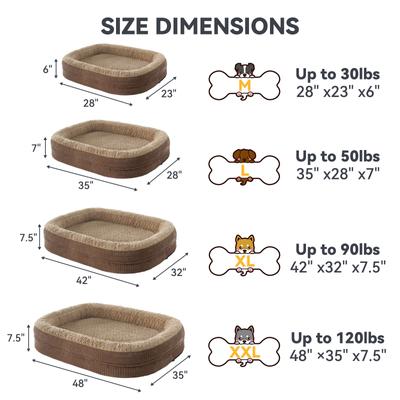 Show full view: JOEJOY Orthopedic Waterproof Dog Bed with Removable Cover, Beige, X-Large slide 7 of 10