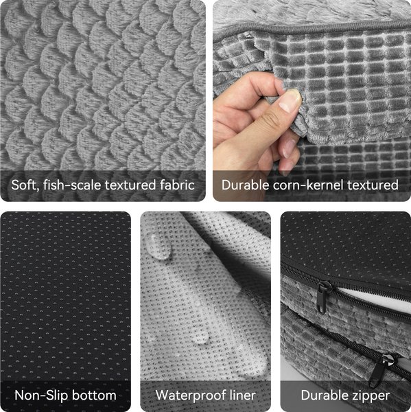 Show full view: JOEJOY Orthopedic Waterproof Dog Bed with Removable Cover, Grey, Medium slide 7 of 8
