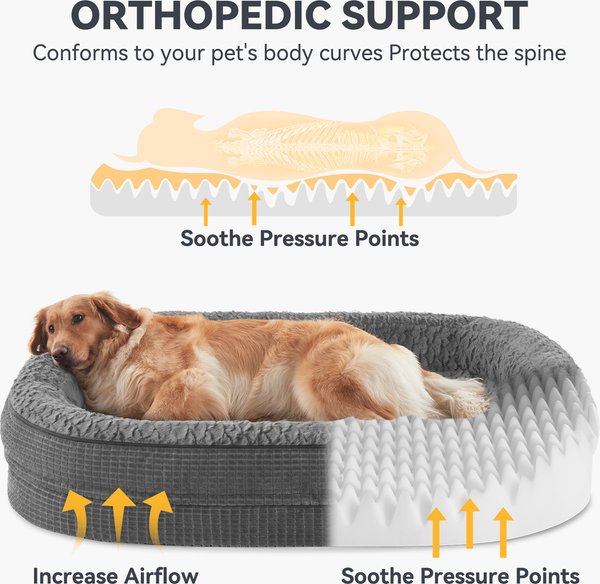 Show full view: JOEJOY Orthopedic Waterproof Dog Bed with Removable Cover, Grey, Medium slide 2 of 8