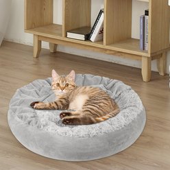 JOEJOY Cozy Cuddler Dog & Cat Bed with Hooded Blanket, Grey, Medium slide 2 of 9